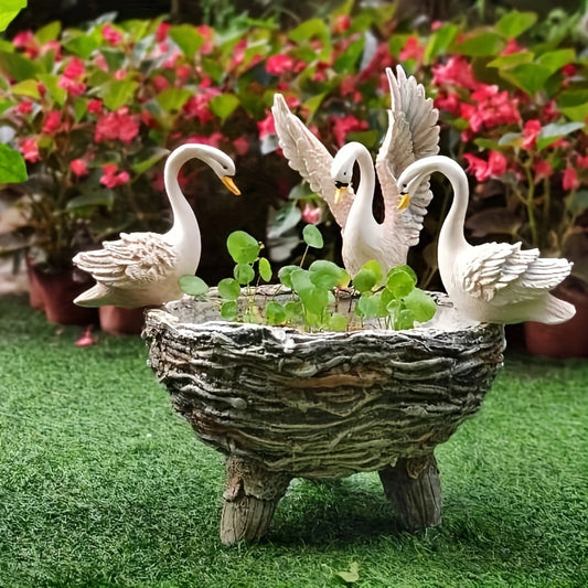 Classic Resin Swan Hydroponic Flower Pot