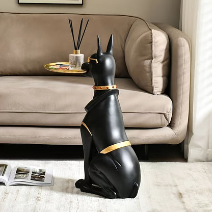 Elegant Resin Doberman Pinscher Sculpture With Tray